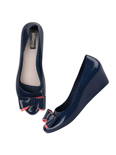 Stylestry Women's & Girl's Blue Wedge Pumps with Bows