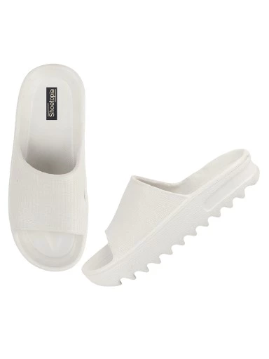 Stylestry Women White Rubber Sliders