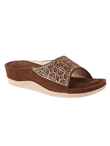 Stylestry Women's & Girl's Brown Embellished Sandals