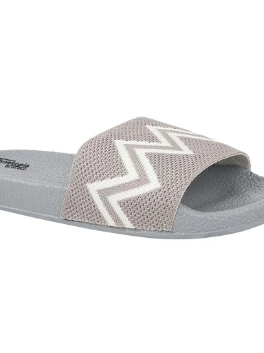 Stylestry Women Grey & White Printed Sliders