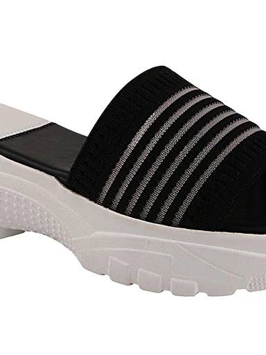 Stylestry Women's & Girl's Black Striped Sandals