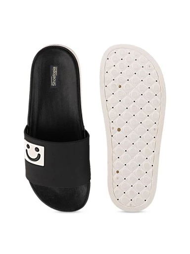 Stylestry Women Black & White Printed Sliders