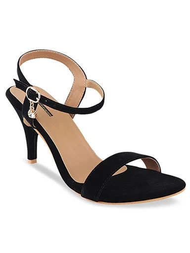 Stylestry Women Black Solid Velvet Stilettos Heels
