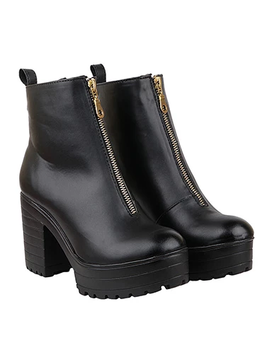 Stylestry Womens & Girls Black Solid Zipper Heeled Boots
