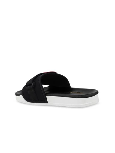 Stylestry Women Black Buckle Sliders