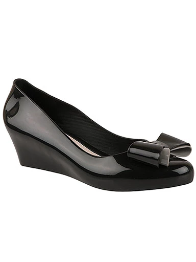 Stylestry Women's & Girl's Black Wedge Pumps with Bows