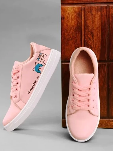 Stylestry Womens & Girls Pink Lace Up Trending Casual Sneakers
