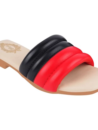 Stylestry Casual Trendy Party Wear Stylish Women & Girls Stripped Red Slip-On Flats