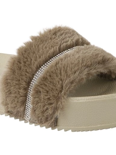 Stylestry Women & Girls Fur Brown Platform Heels