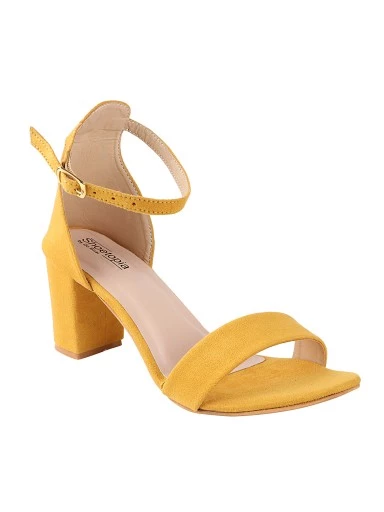 Stylestry Womens & Girls Yellow Solid Block Heels