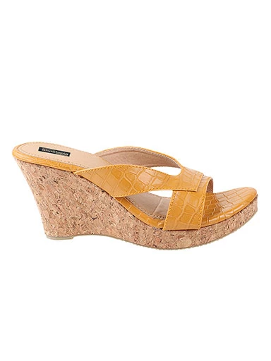 Stylestry Women's & Girl's Yellow Textured Wedges Heels Sandals
