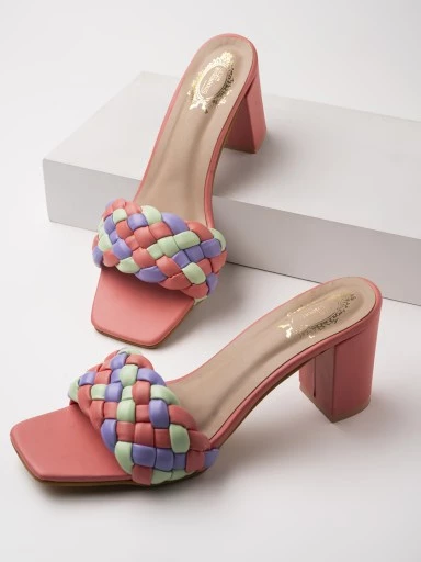Stylestry Women & Girls Peach Block Heels