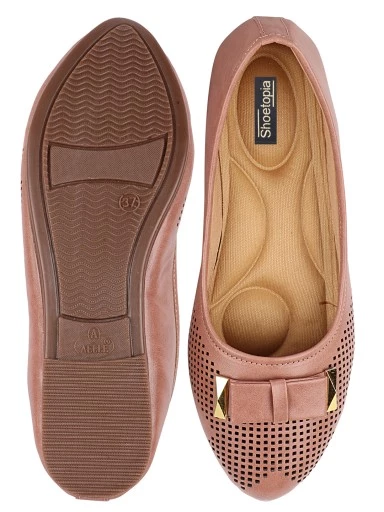 Stylestry Women Peach-Coloured Ballerinas with Bows Flats