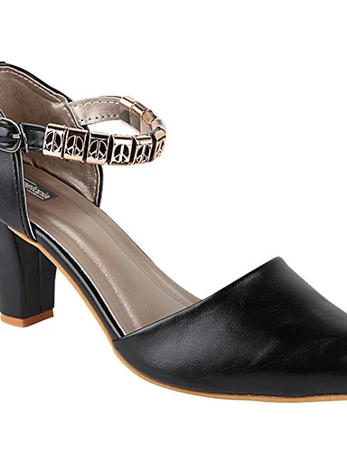 Stylestry Women's & Girl's Black Solid Stylish Block Heels Pumps
